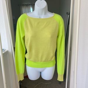 Vintage neon yellow green sweater preowned size small